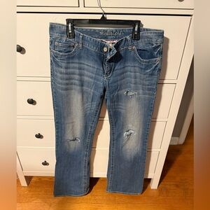 Maurices Distressed Straight Leg Blue Jeans